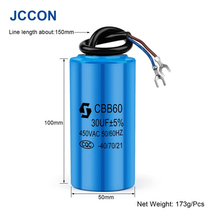CBB60 450V AC Motor Running Capacitor for Water Pump, Start and Run Capacitor 3uF to 80uF