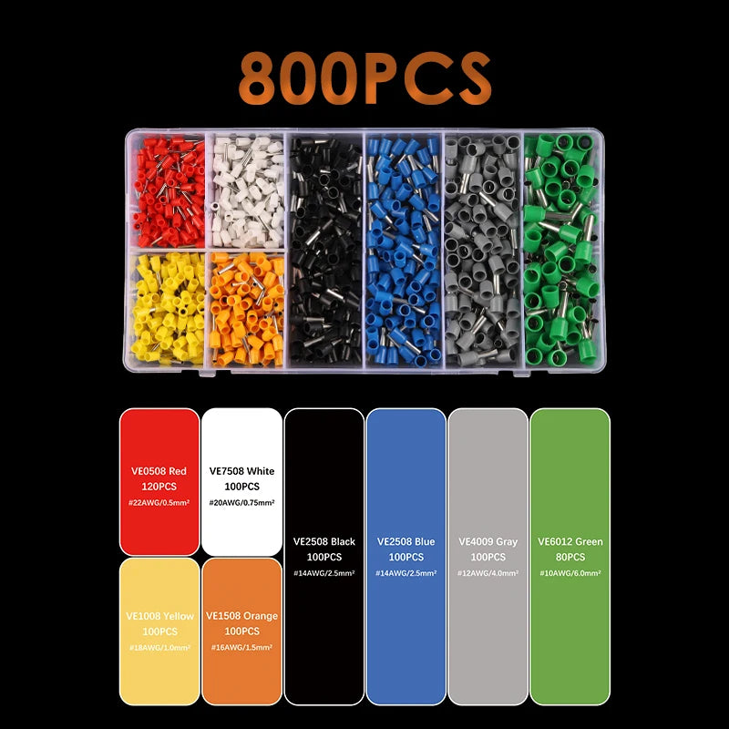 VE Series Cable Wire Connector Electrical Tube Terminal Insulated Terminal Block Cord End Crimping Sleeve