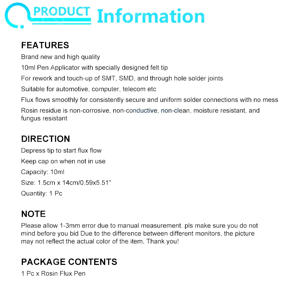 951 Flux Pen 10ml Low-Solid No-Clean Soldering Rosin for PCB Repair and Arduino DIY Projects