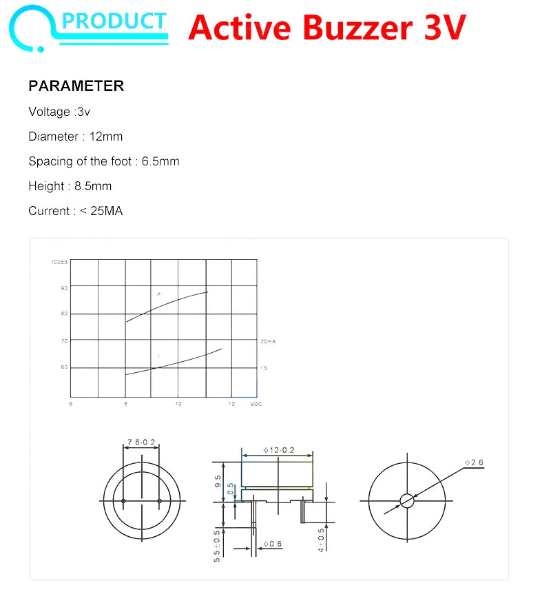 5pcs Active Buzzer 3V 5V 12V Magnetic Continuous Beep Tone Module for Arduino Projects