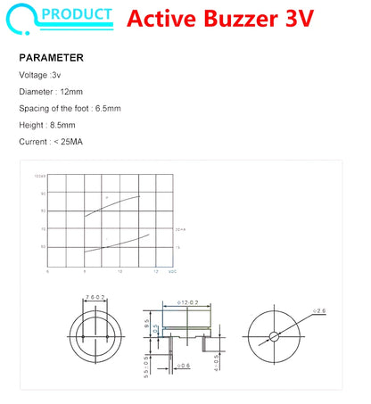 5pcs Active Buzzer 3V 5V 12V Magnetic Continuous Beep Tone Module for Arduino Projects