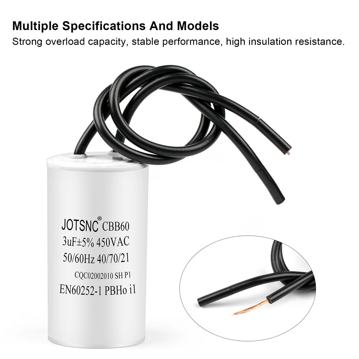CBB60 Motor Run and Start Capacitor 450V AC 3µF–80µF for Water Pumps