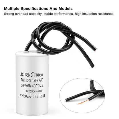 CBB60 Motor Run and Start Capacitor 450V AC 3µF–80µF for Water Pumps