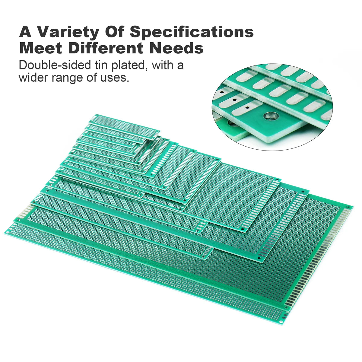 Double-Sided PCB Prototype Board Set Universal DIY Printed Circuit 10x10, 10x15, 10x22, 12x18, 13x25, 15x20, 18x30, 20x30cm Protoboard