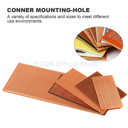 Bakelite PCB Prototype Board Single-Side Copper Experimental Circuit 5x7, 5x10cm Yellow