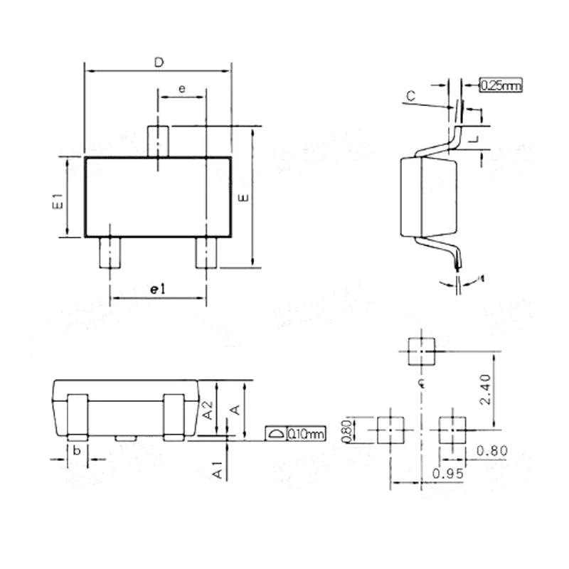 20PCS AO3401 SOT23 P-Channel MOSFET IC High-Performance SOT23-3
