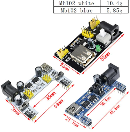 3.3V/5V MB102 Breadboard Power Module with 400-Point Solderless Prototype Breadboard and Flexible Jumper Wires Kit