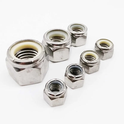304 A2-70 Stainless Steel Hex Nylock Lock Nut UNC 2#-56 to 1/2-13 Coarse Thread Self-Locking Keszoox