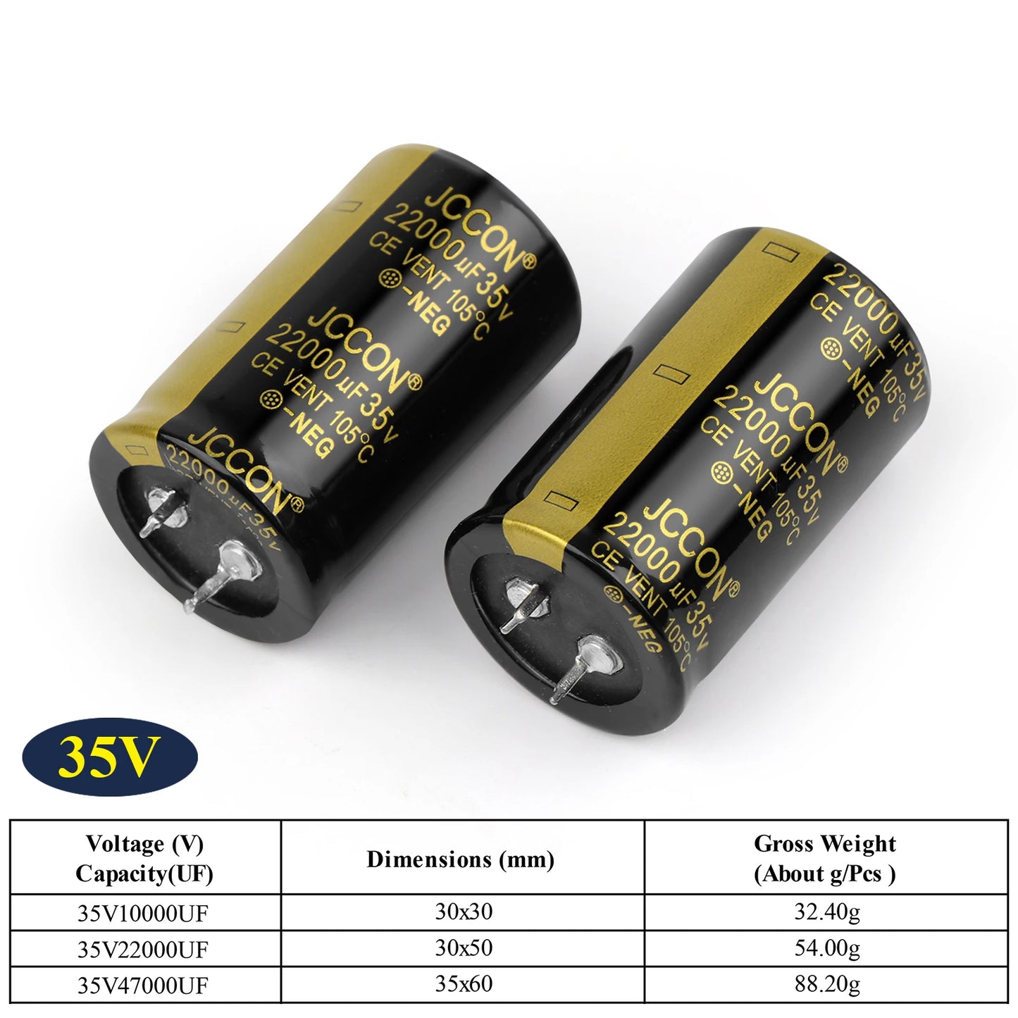 Audio Electrolytic Capacitor 35V 10000uF 22000uF 47000uF Low ESR High Frequency for Hifi Amplifier Speaker