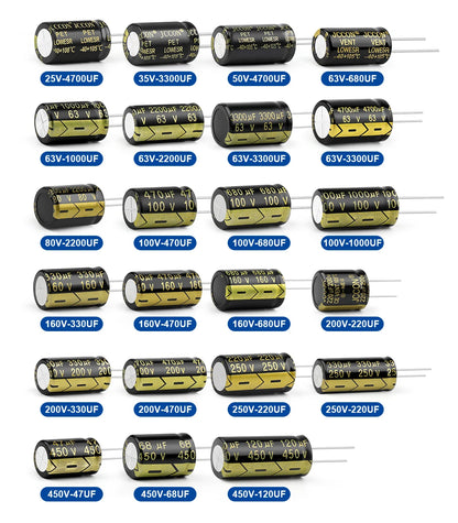 Aluminum Electrolytic Capacitor High Frequency Low ESR 25V–450V 68uF–10000uF