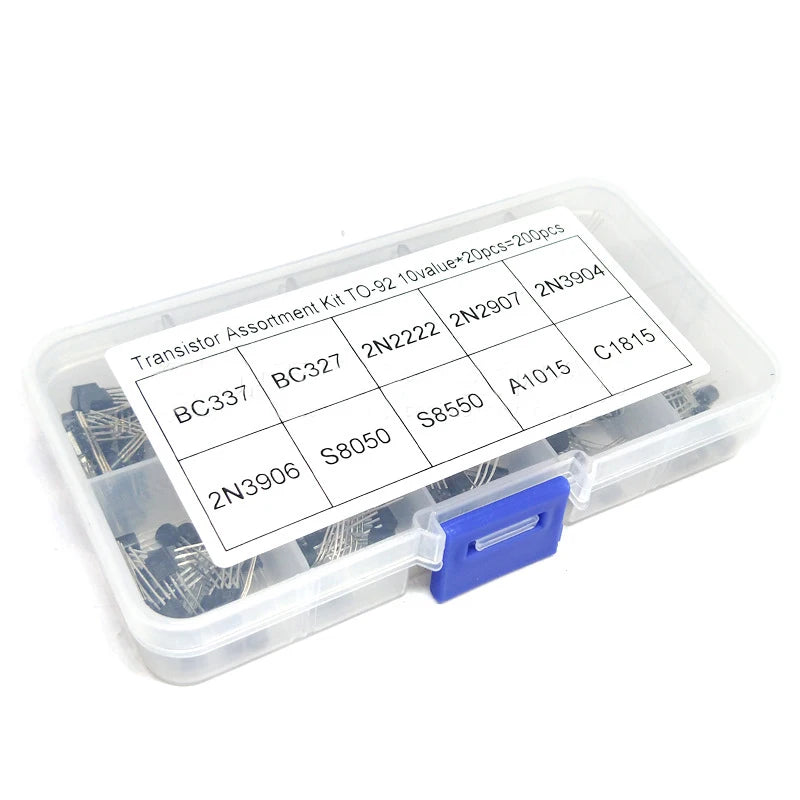 TO-92 Transistor Assortment Kit – BC337, BC327, 2N2222, 2N2907, 2N3904, 2N3906, S8050, S8550, A1015, C1815