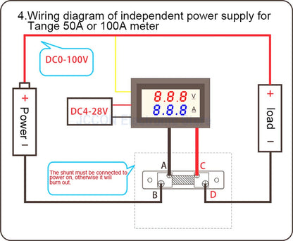DC Dual Display Digital Voltmeter and Ammeter 0-100V 1A–100A LED Module DSN-VC288