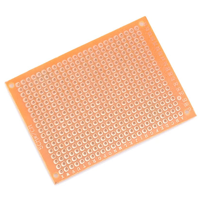 5×7cm Universal Prototype PCB Board — Single-Sided, 2.54mm Pitch, Yellow FR4 (5-Pack)
