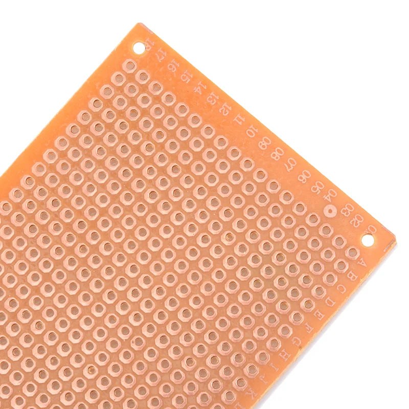 5×7cm Universal Prototype PCB Board — Single-Sided, 2.54mm Pitch, Yellow FR4 (5-Pack)
