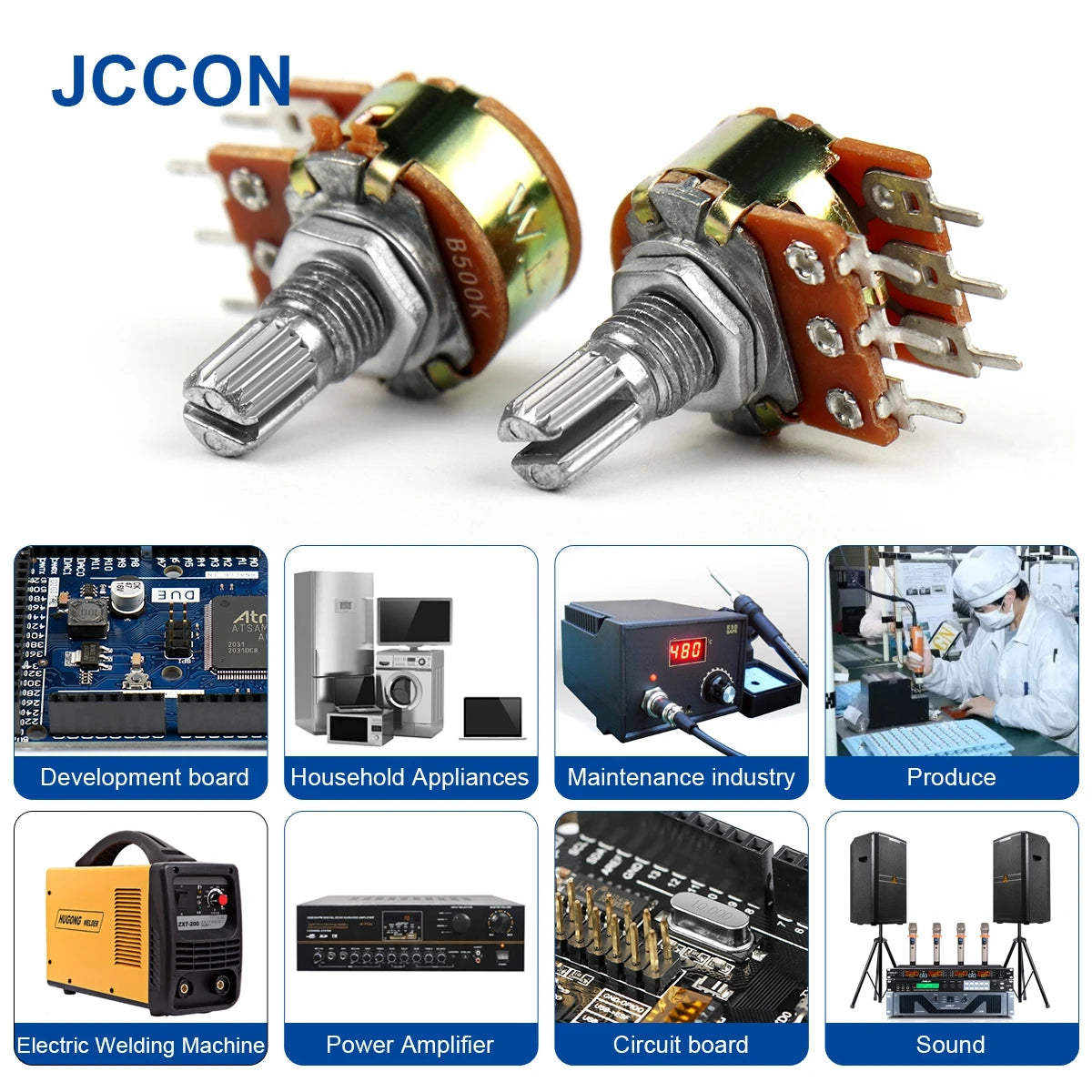 WH148 Dual Stereo Amplifier Potentiometer 1K–500KΩ 6-Pin 15mm Shaft