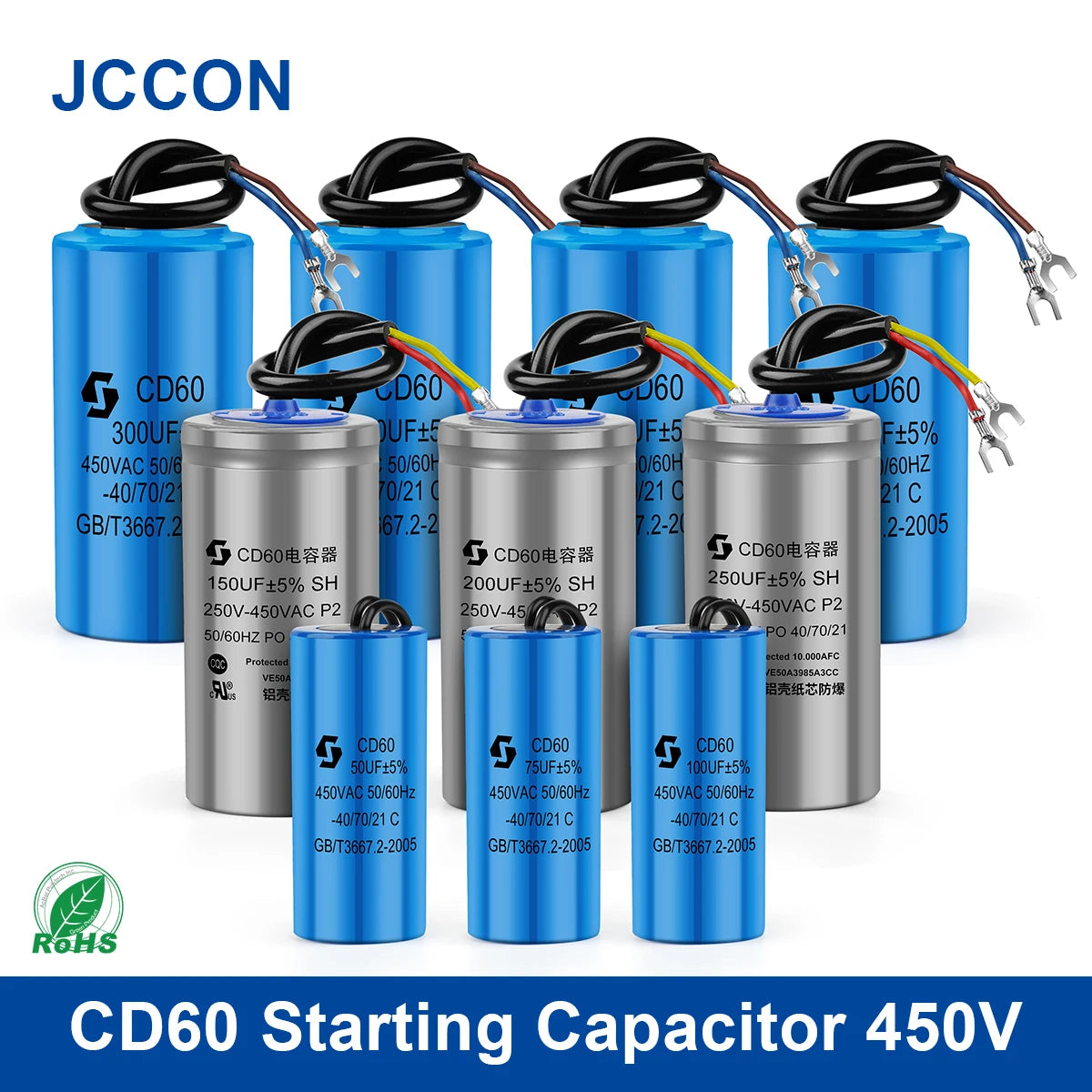 CD60 Motor Start and Run Capacitor 450V 50µF–400µF