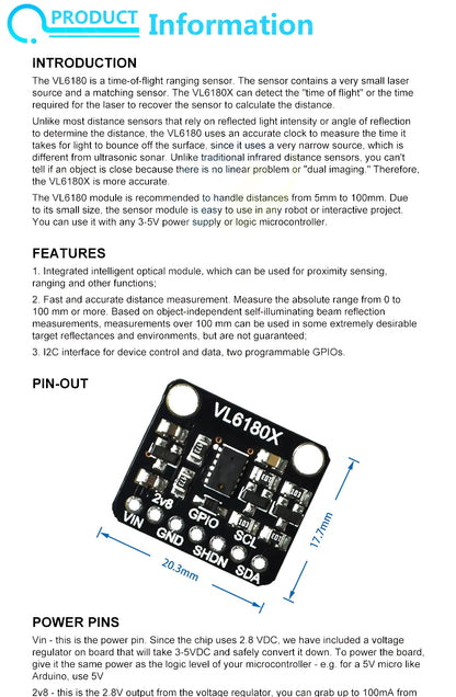 VL6180 VL6180X Range Finder Optical Ranging Sensor Module for Arduino I2C Interface 3.3V 5V gesture recognition