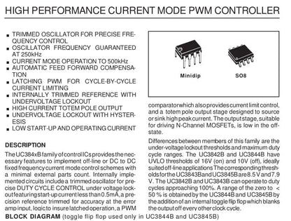 5PCS UC3845 SOP-8 PWM Controller SMD IC Chipset for Switch Mode Power Supply and DC-DC Converters