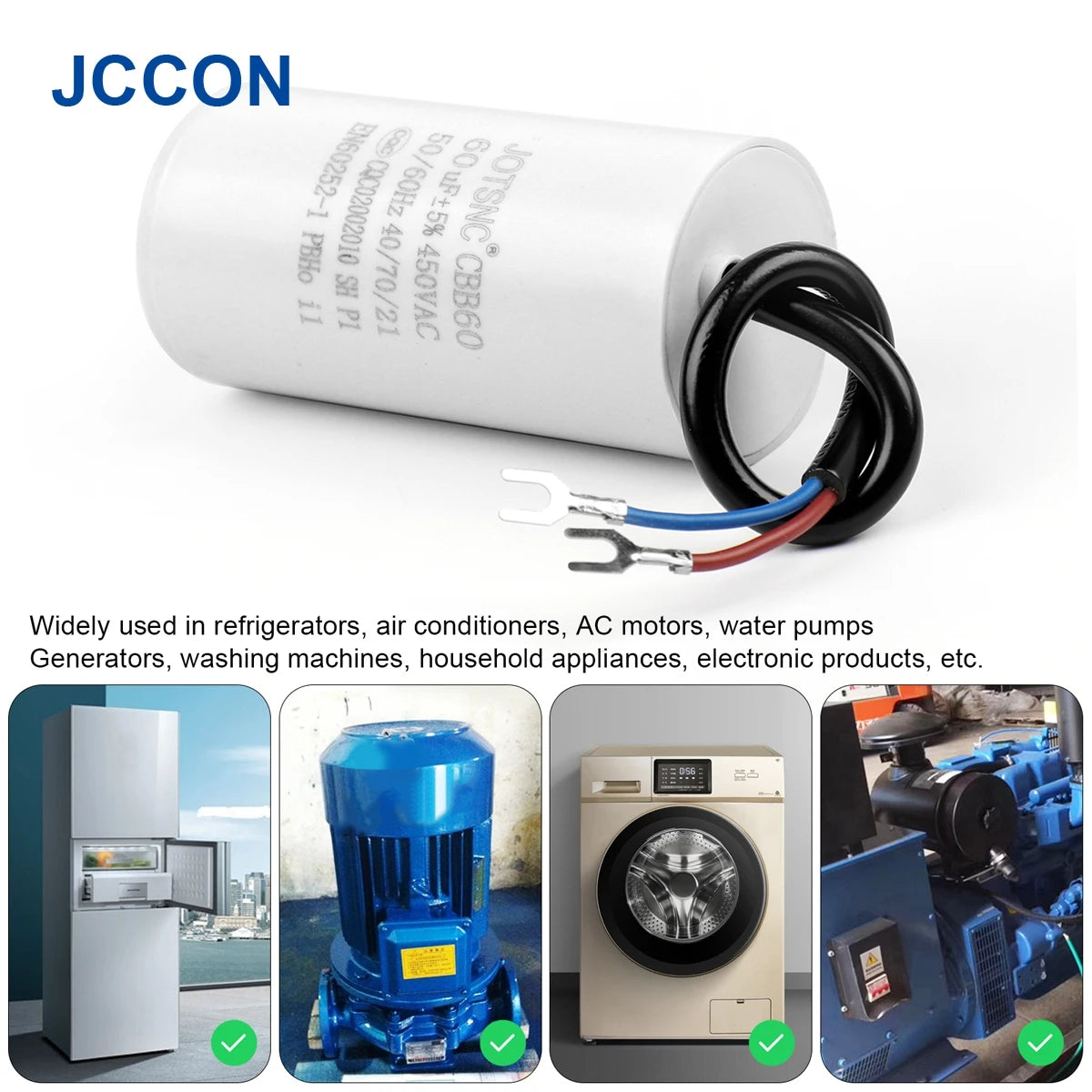 CBB60 Motor Run and Start Capacitor 450V AC 3µF–80µF for Water Pumps