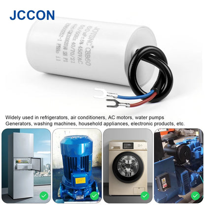 CBB60 Motor Run and Start Capacitor 450V AC 3µF–80µF for Water Pumps