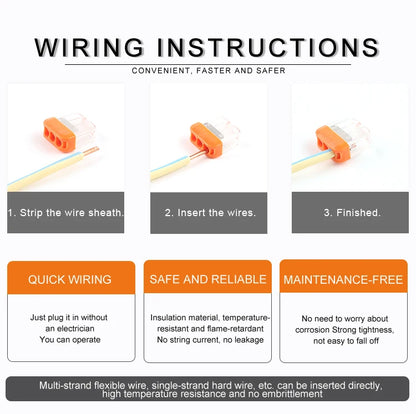 2/3/5 Pin Fast Easy Wire Splicing Connector Terminal Block Compact Push-in Conductor Wiring Connector AWG 20-14
