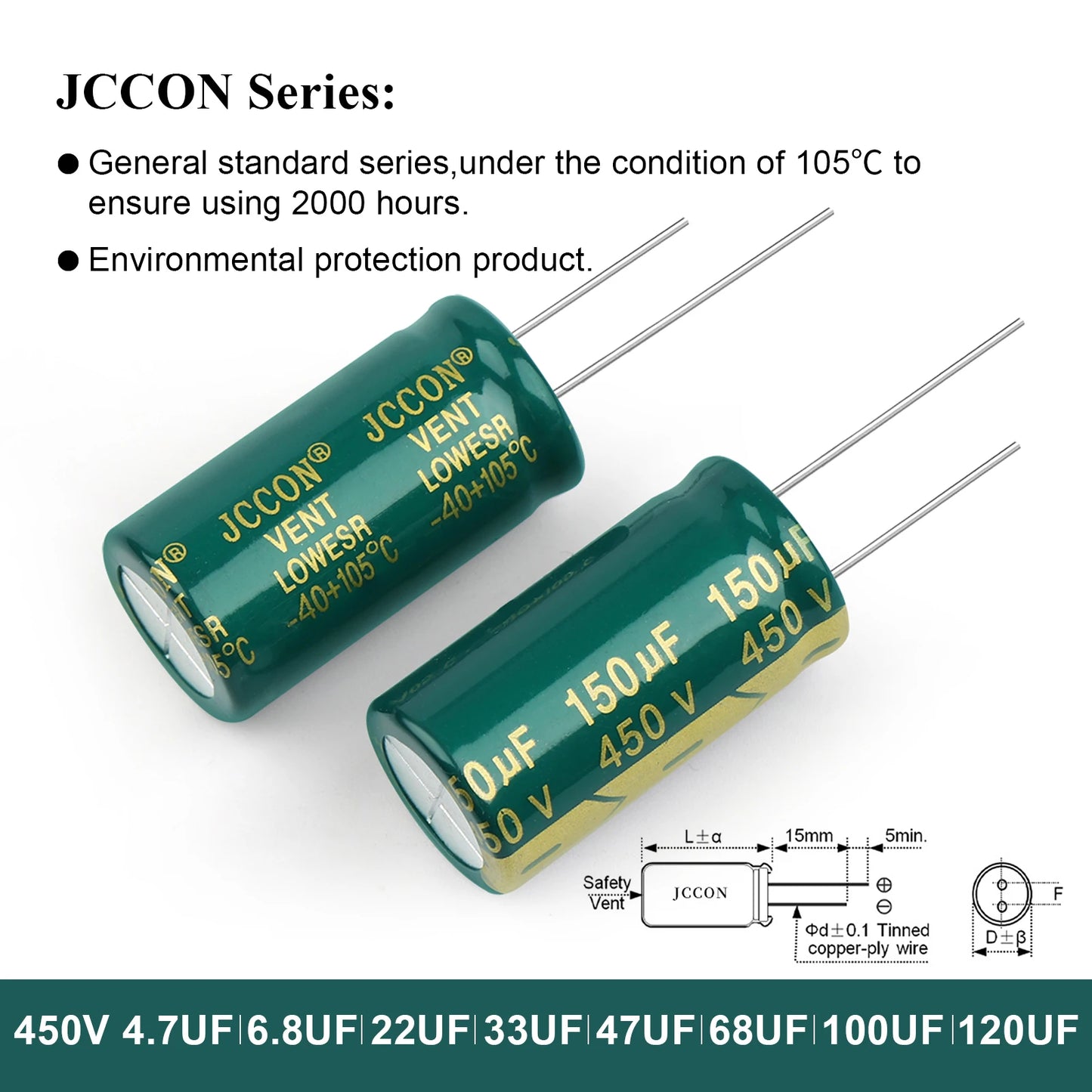 Aluminum Electrolytic Capacitor High Frequency Low ESR 6.3V–450V 100uF–1000uF