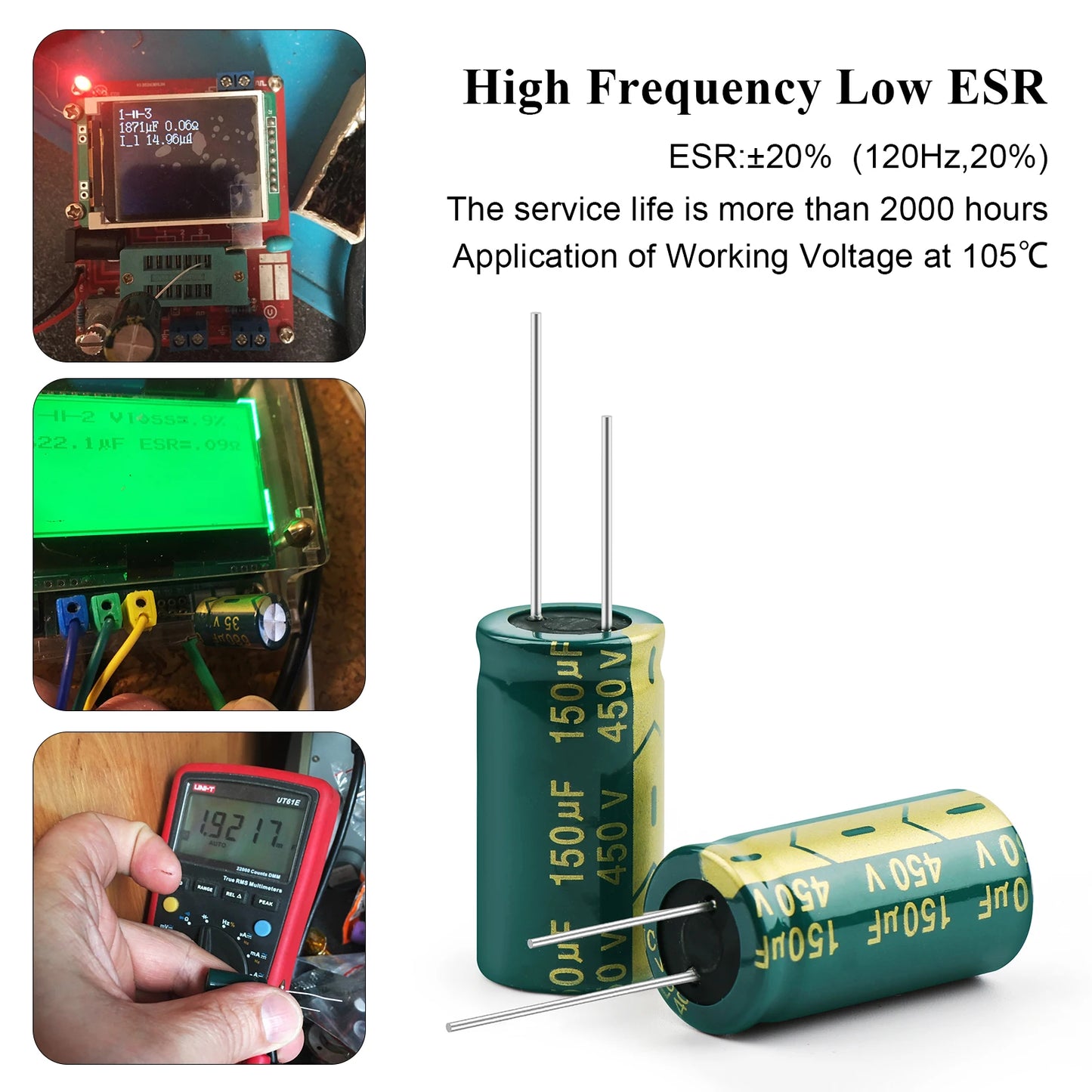 Aluminum Electrolytic Capacitor High Frequency Low ESR 6.3V–450V 100uF–1000uF