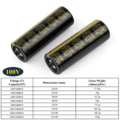 Audio Electrolytic Capacitor 100V 1000uF 2200uF 3300uF 4700uF Low ESR High Frequency for Hifi Amplifier Speaker