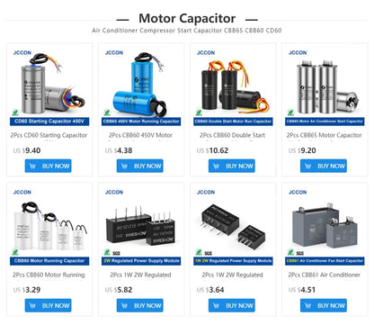 CBB60 450V AC Motor Running Capacitor for Water Pump, Start and Run Capacitor 3uF to 80uF