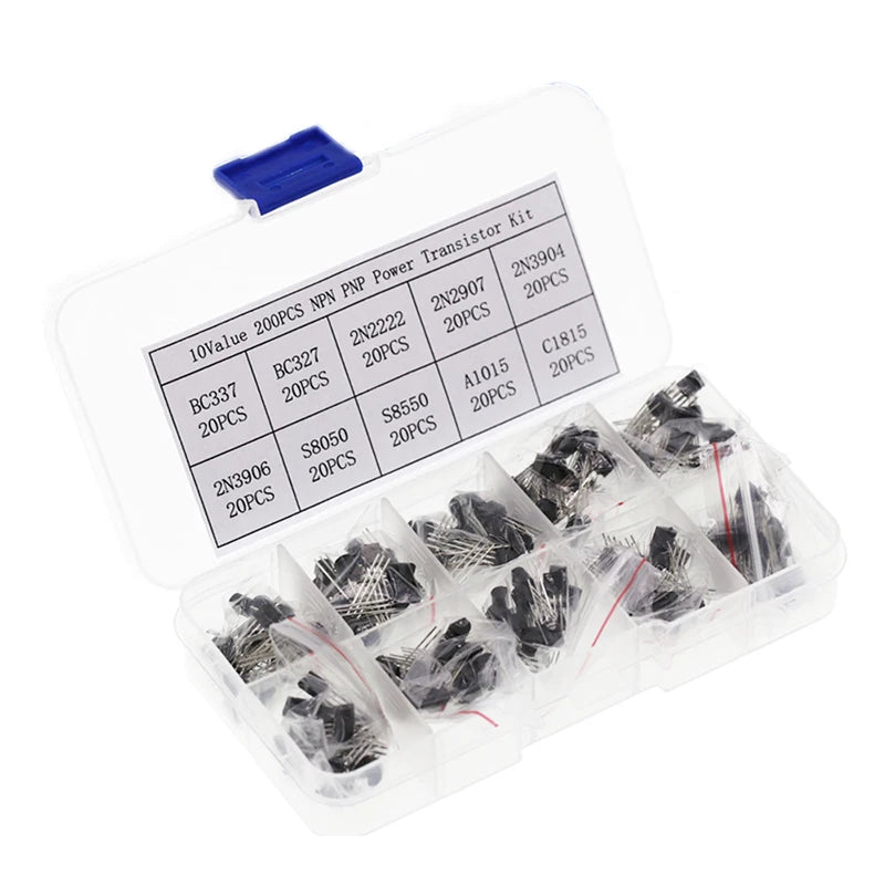 TO-92 Transistor Assortment Kit – BC337, BC327, 2N2222, 2N2907, 2N3904, 2N3906, S8050, S8550, A1015, C1815