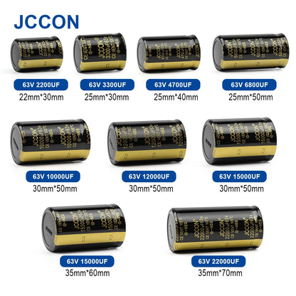 Audio Electrolytic Capacitor 63V 3300UF–22000UF Low ESR High Frequency for HiFi Amplifier Speaker