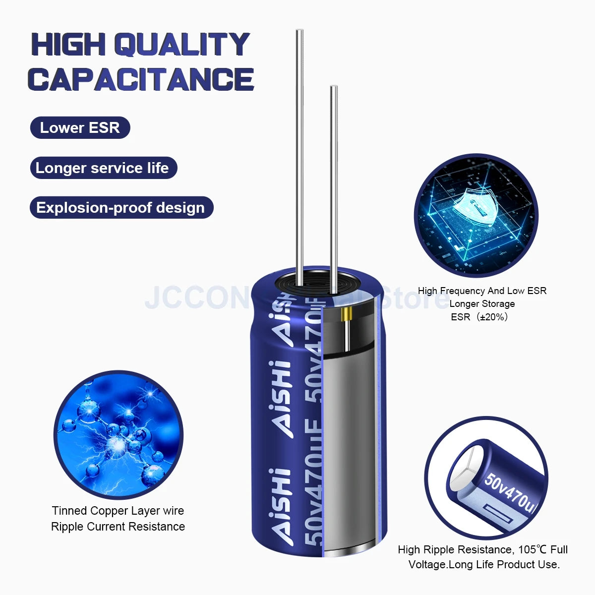 Aluminum Electrolytic Capacitor High Frequency Low ESR 16V–50V Long Service Life 7000 Hours