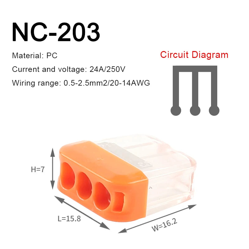 2/3/5 Pin Fast Easy Wire Splicing Connector Terminal Block Compact Push-in Conductor Wiring Connector AWG 20-14