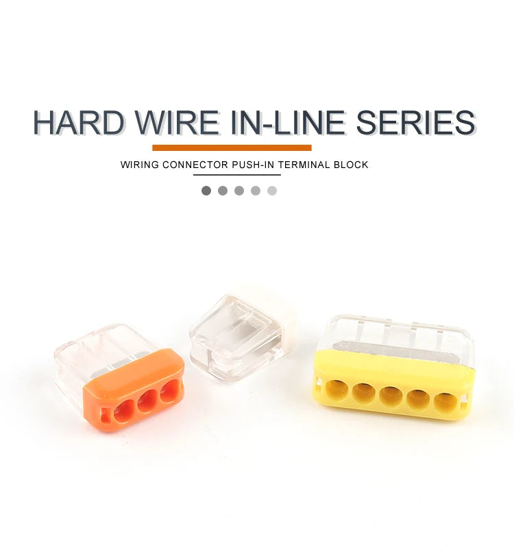 50PCS 2/3/5 Pin Fast Easy Wire Splicing Connector Terminal Block Compact Push-in Conductor AWG 20-14