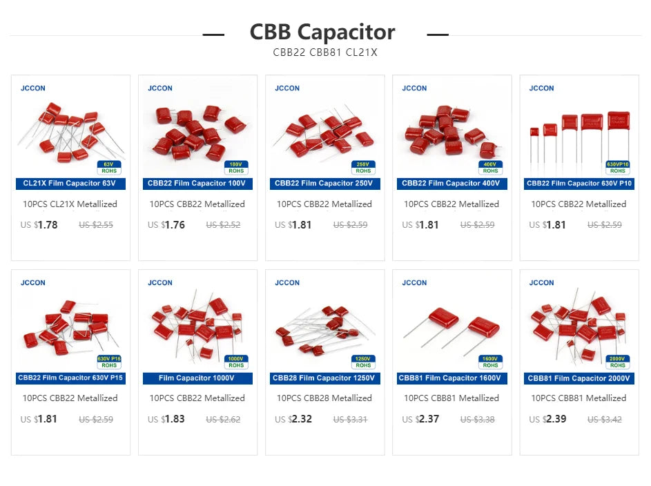 CBB Polypropylene Film Capacitors 63V 5MM 100pF–330nF