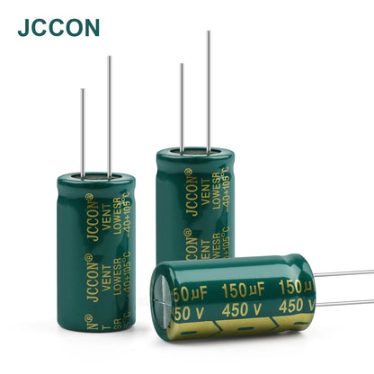 JCCON Aluminum Electrolytic Capacitor | High Frequency Low ESR | 6.3V-450V, 100UF-470UF | For Audio & Power Supply