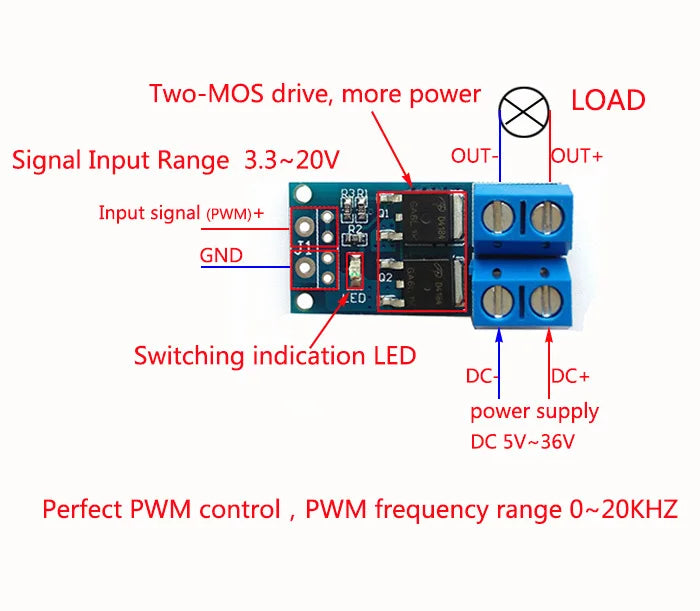 15A 400W MOSFET Trigger Switch Drive Module with PWM Control for Arduino