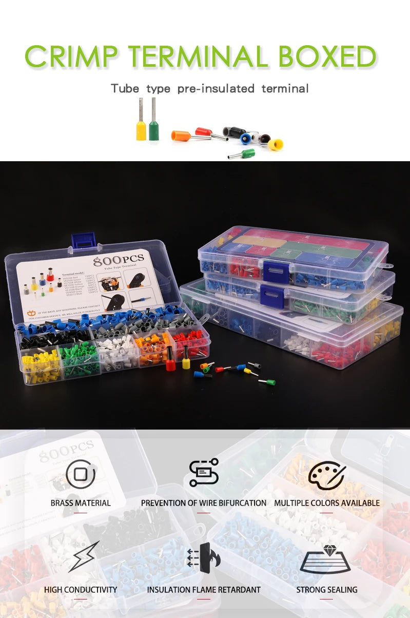 VE Series Cable Wire Connector Electrical Tube Terminal Insulated Terminal Block Cord End Crimping Sleeve