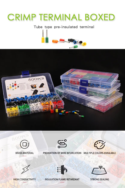 VE Series Cable Wire Connector Electrical Tube Terminal Insulated Terminal Block Cord End Crimping Sleeve