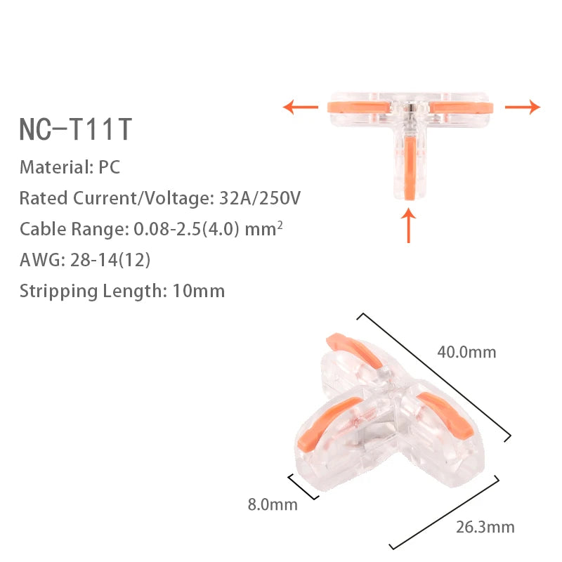 Universal Compact T-Type Push-in Fast Wire Connector Distribution Term ...