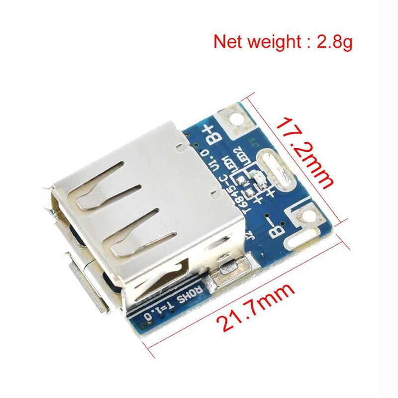 2pcs 5V Boost Converter Step-Up Power Module with Lithium Battery Charging, Protection, and LED Display for DIY Charger