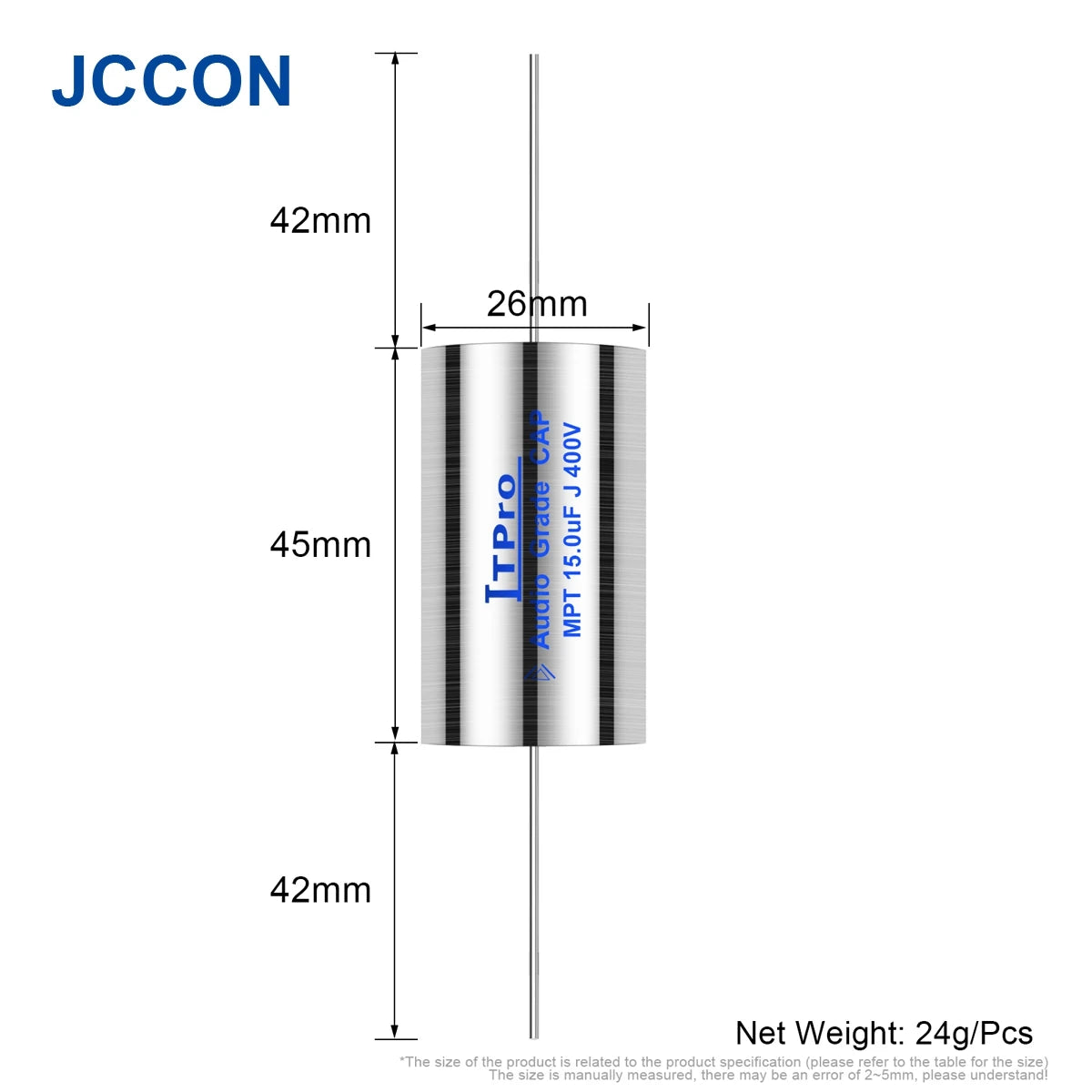 400V MPT MKP Axial Audio Capacitor for HiFi Crossover, Coupling & Frequency-Divided Speaker Circuits