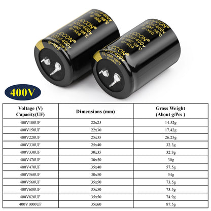 Audio Electrolytic Capacitor 400V 100UF-1000UF Low ESR for HiFi Amplifier