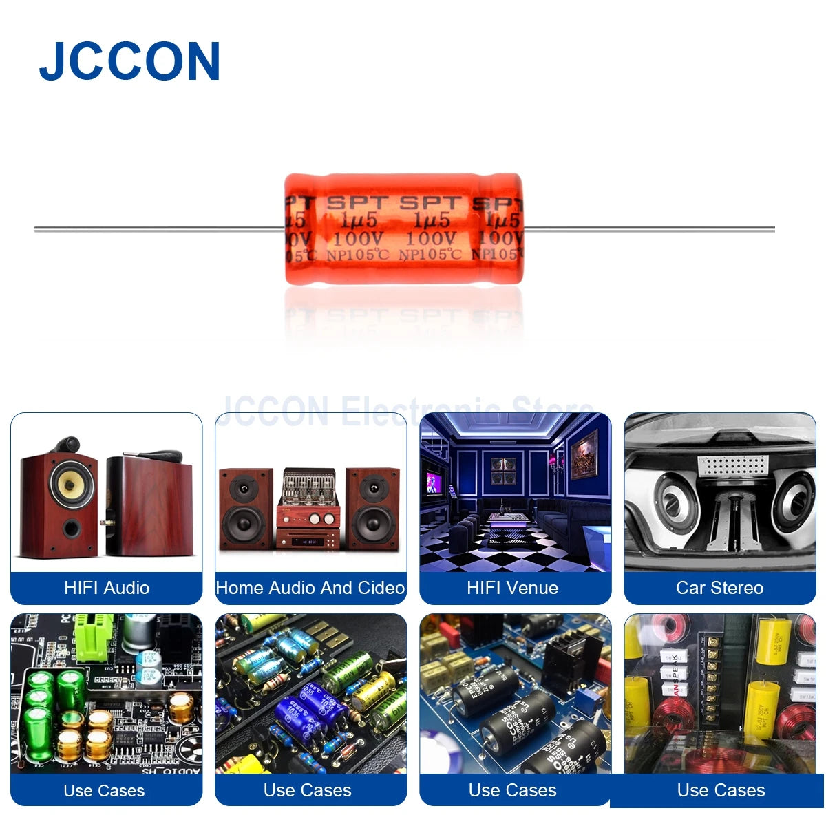 100V Horizontal SPT Polypropylene Audio Capacitor 1.5µF-5.6µF for Speaker Frequency Divider & Crossover