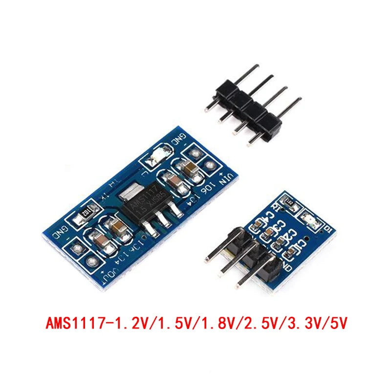 AMS1117 Voltage Regulator Power Supply Module — 1.2V/1.5V/1.8V/2.5V/3.3V/5V (2pcs)