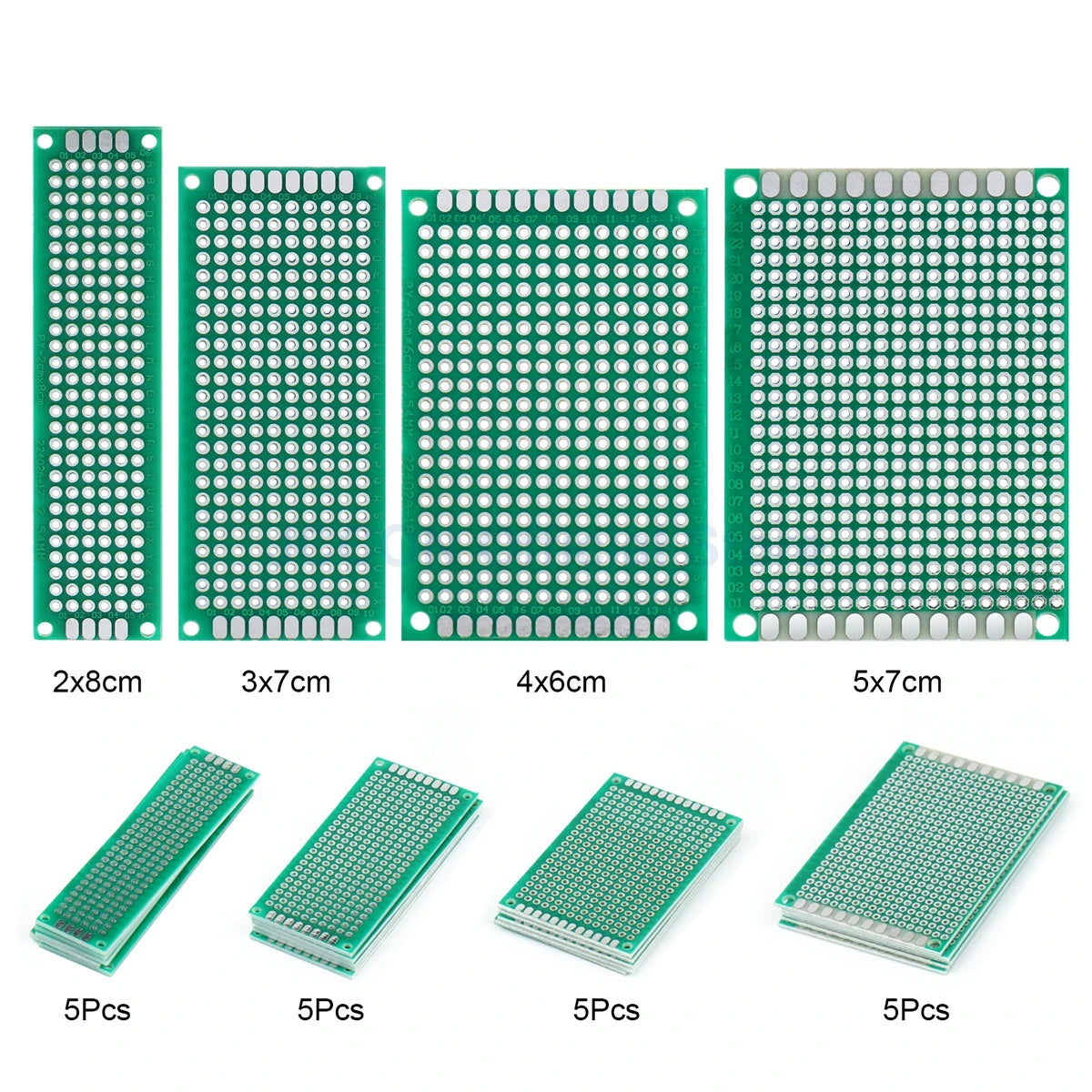 PCB Prototype Stripboard Veroboard Set 2x8, 3x7, 4x6, 5x7cm Universal DIY Soldering Boards