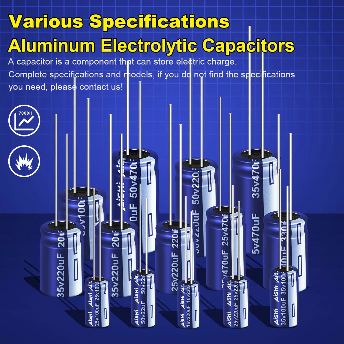 Aluminum Electrolytic Capacitor High Frequency Low ESR 16V–50V Long Service Life 7000 Hours