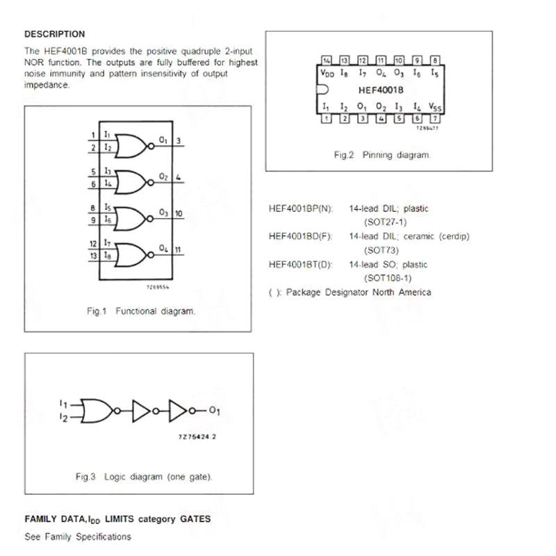 5PCS CD4001BM Quad 2-Input NOR Gate IC SOP-14 CD4001B High-Performance CMOS Chip