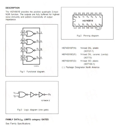 5PCS CD4001BM Quad 2-Input NOR Gate IC SOP-14 CD4001B High-Performance CMOS Chip