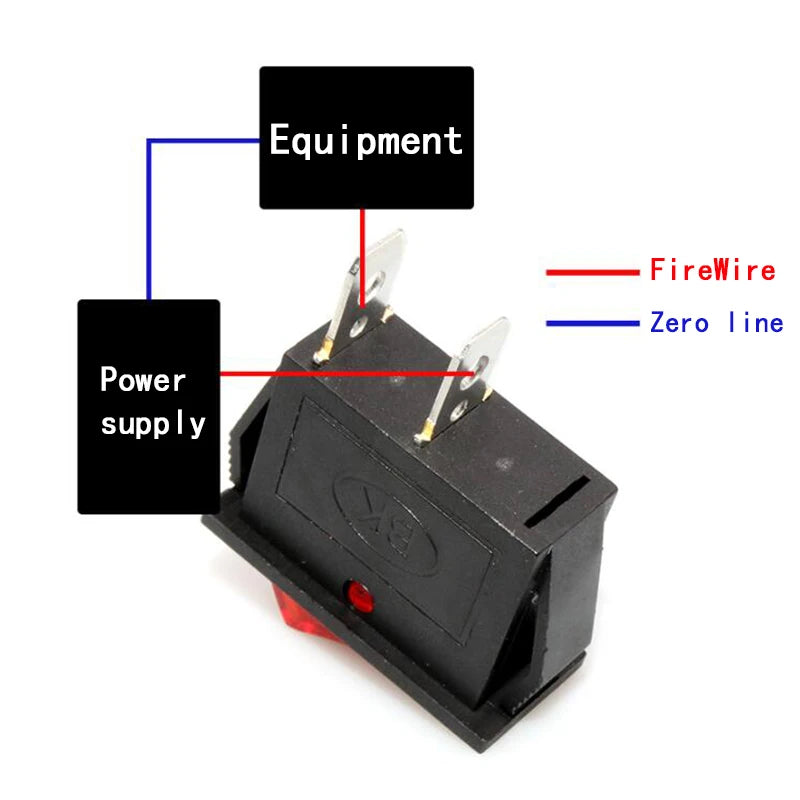 5pcs/lot 10x15mm SPST 2-Pin ON/OFF Rocker Switch KCD11